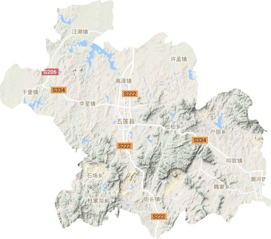 五莲县地形地图
