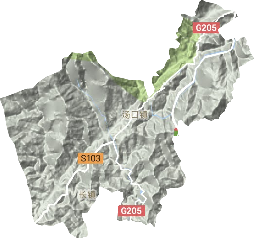 汤口镇地形地图