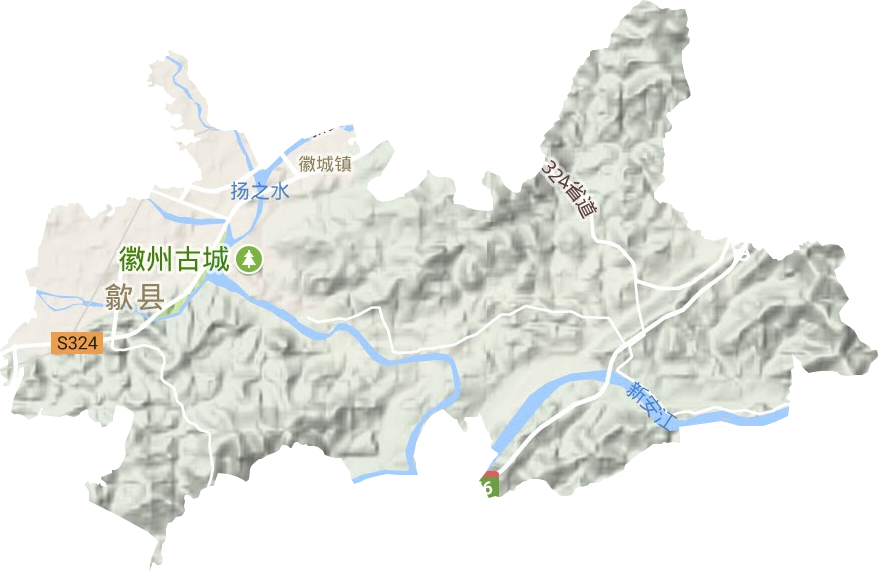 徽城镇地形地图
