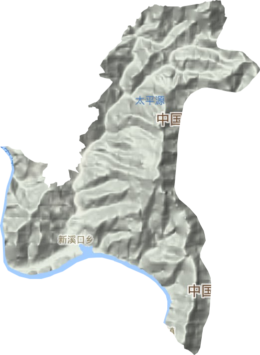 新溪口乡地形地图