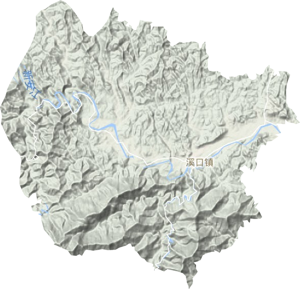 溪口镇地形地图