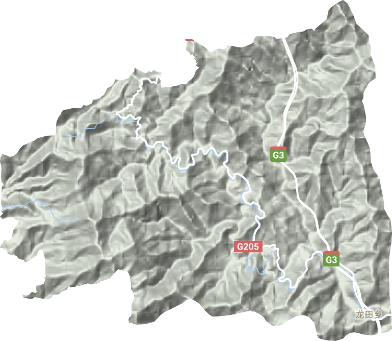 龙田乡地形地图