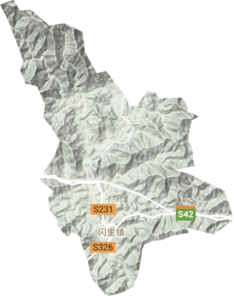 闪里镇地形地图