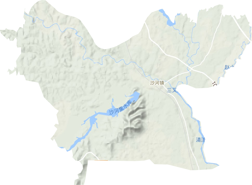 沙河镇地形地图