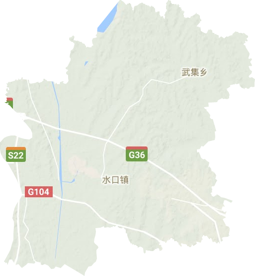 水口镇地形地图