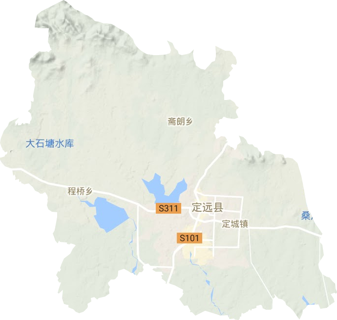 定城镇地形地图
