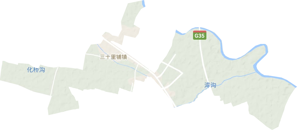 三十里铺镇地形地图