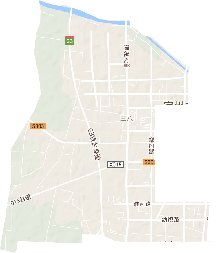 三八街道地形地图