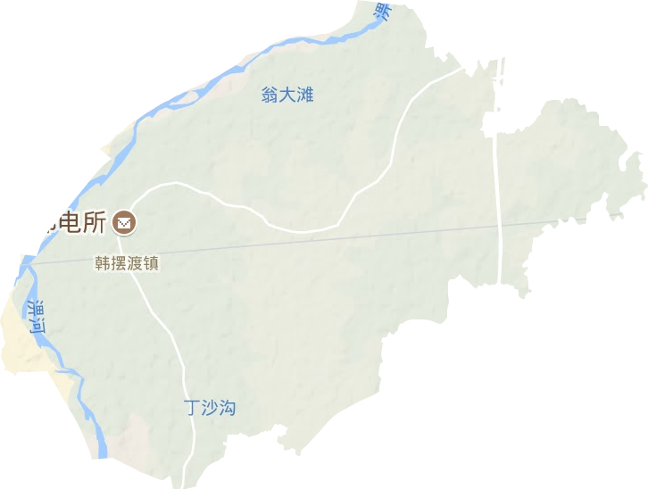 韩摆渡镇地形地图