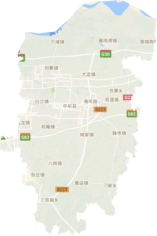 中牟县地形地图
