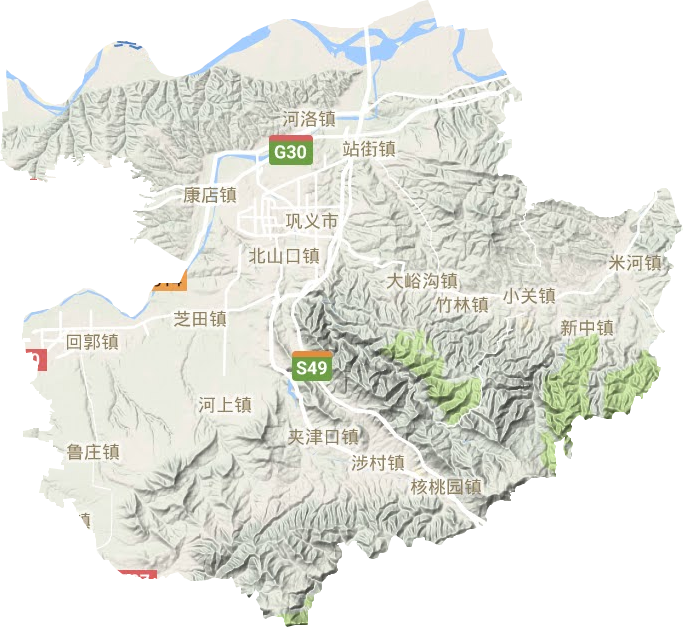 巩义市地形地图