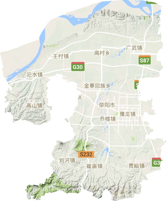 荥阳市地形地图