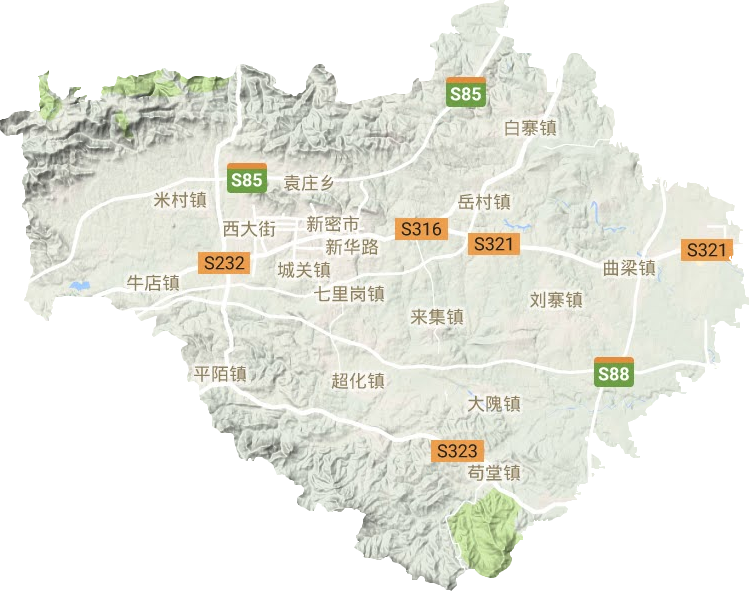 新密市地形地图