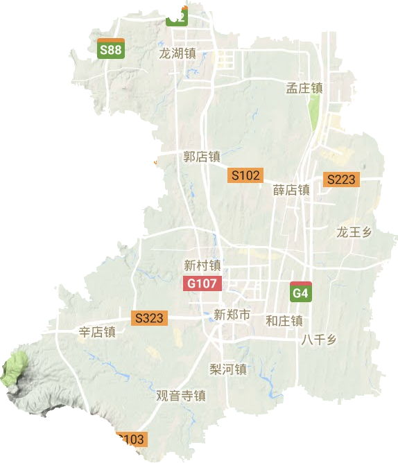 新郑市地形地图