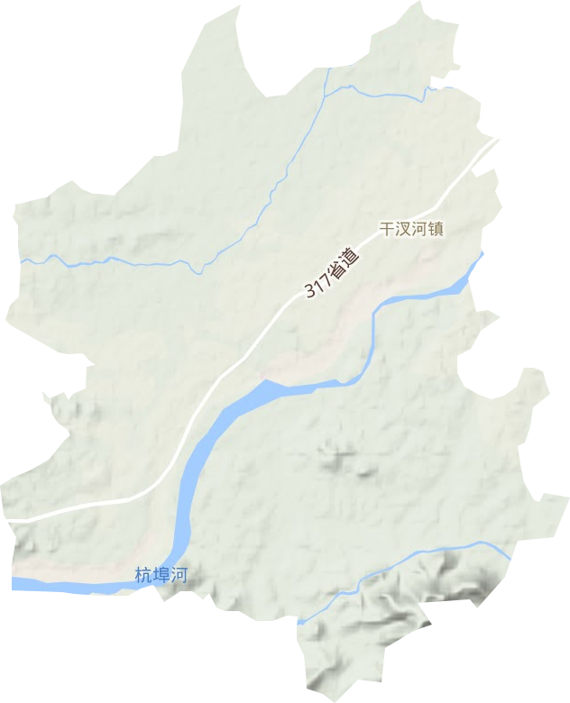 干汊河镇地形地图