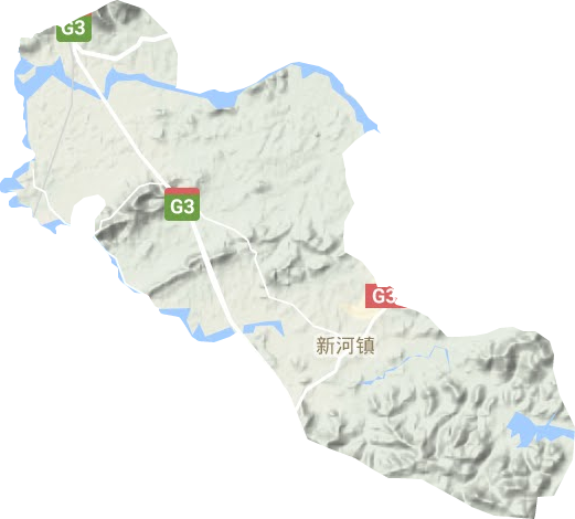 新河镇地形地图