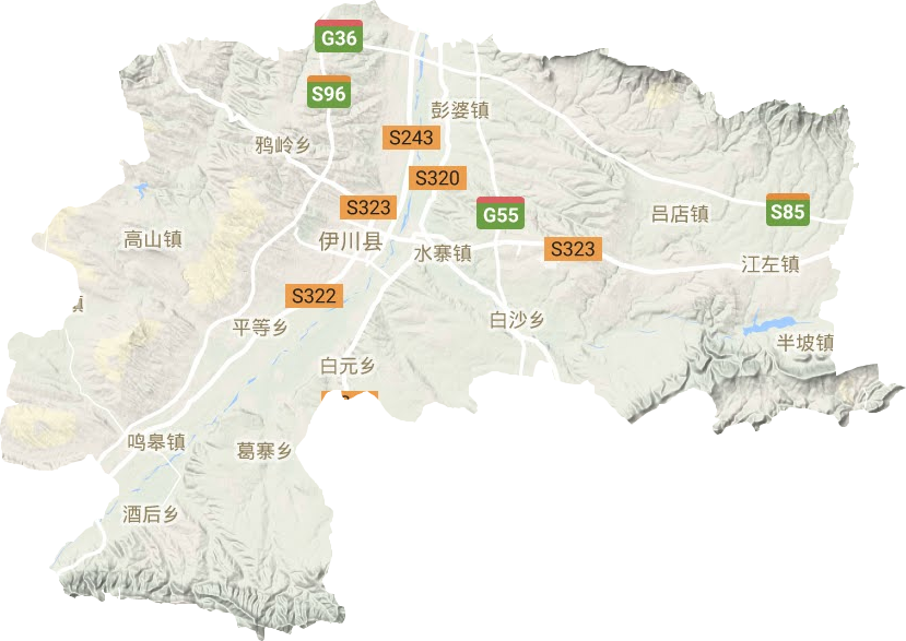 伊川县地形地图
