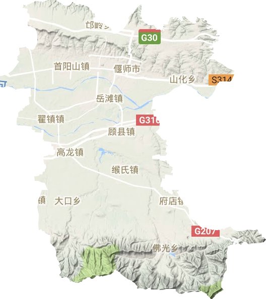 偃师区地形地图