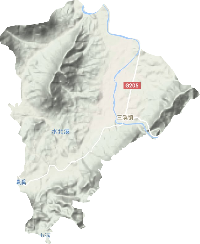 三溪镇地形地图