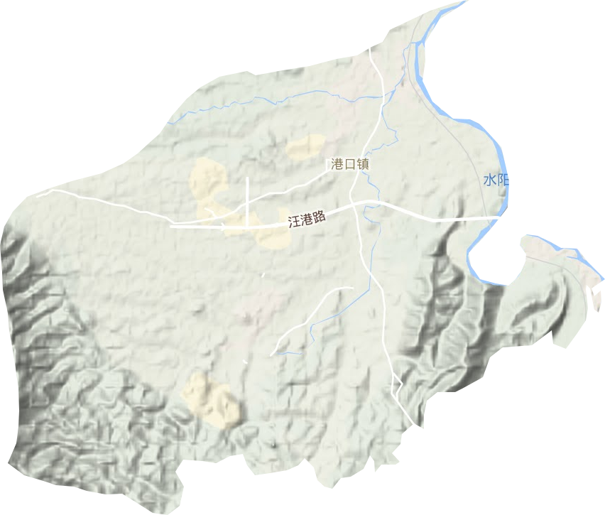 港口镇地形地图