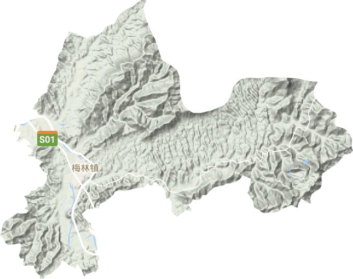 梅林镇地形地图