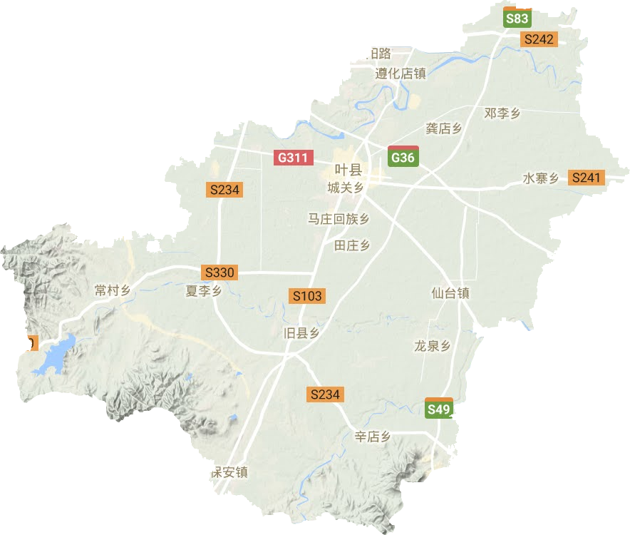 叶县地形地图