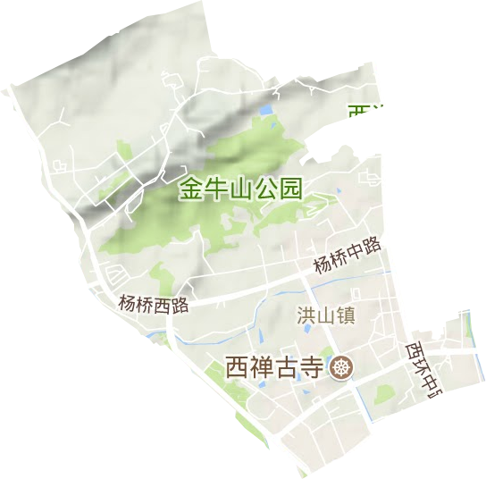 洪山镇地形地图
