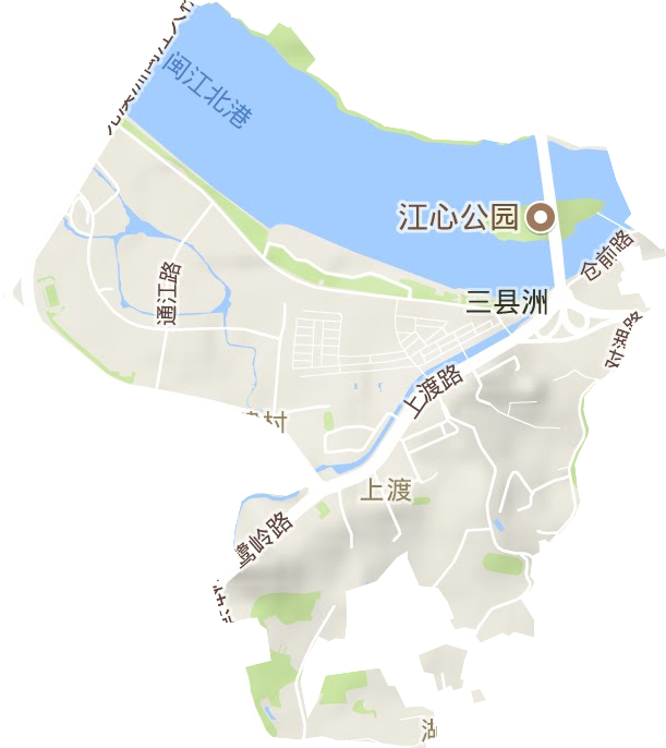 上渡街道地形地图
