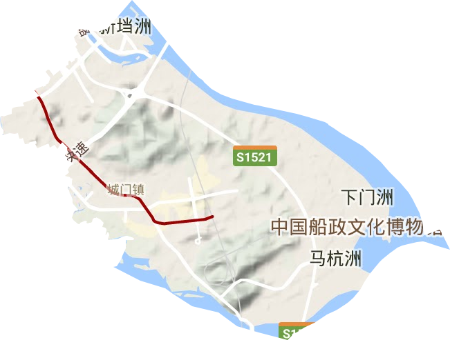 城门镇地形地图