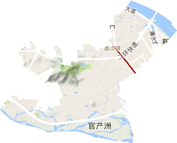 盖山镇地形地图