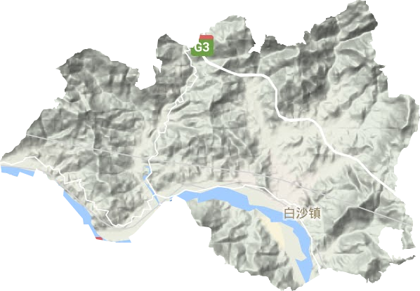 白沙镇地形地图