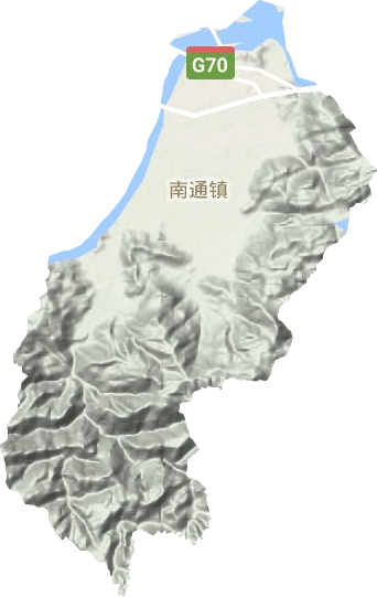 南通镇地形地图