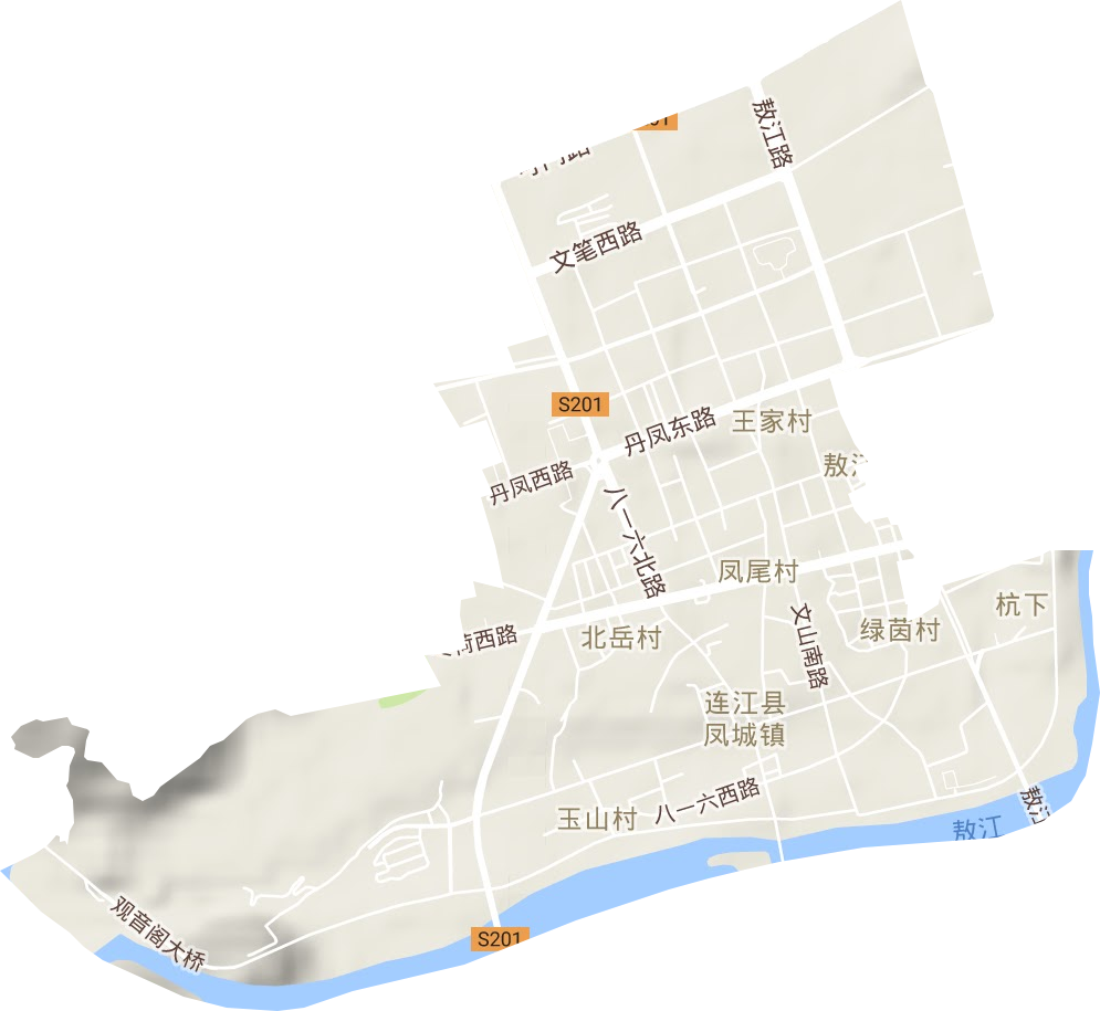 凤城镇地形地图