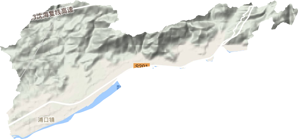 浦口镇地形地图