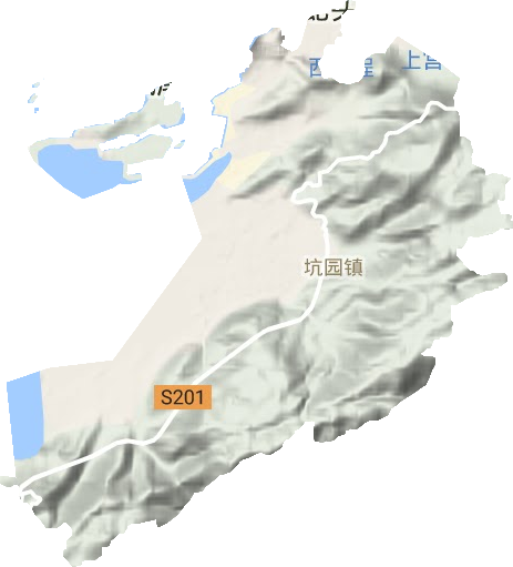 坑园镇地形地图