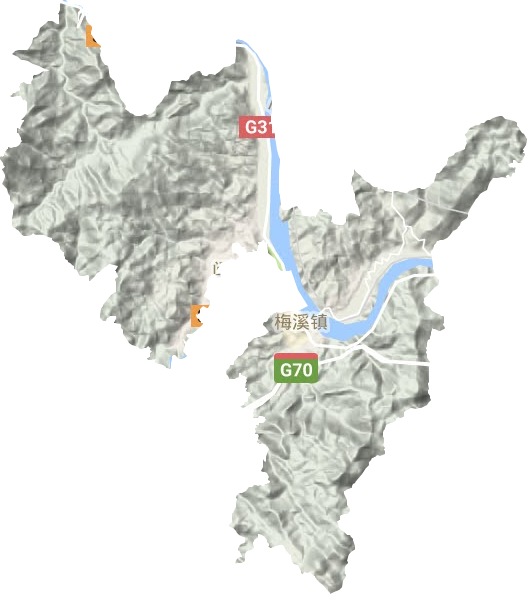 梅溪镇地形地图
