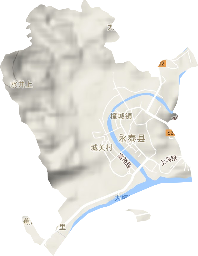 樟城镇地形地图