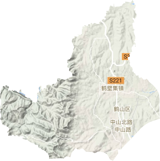 鹤山区地形地图