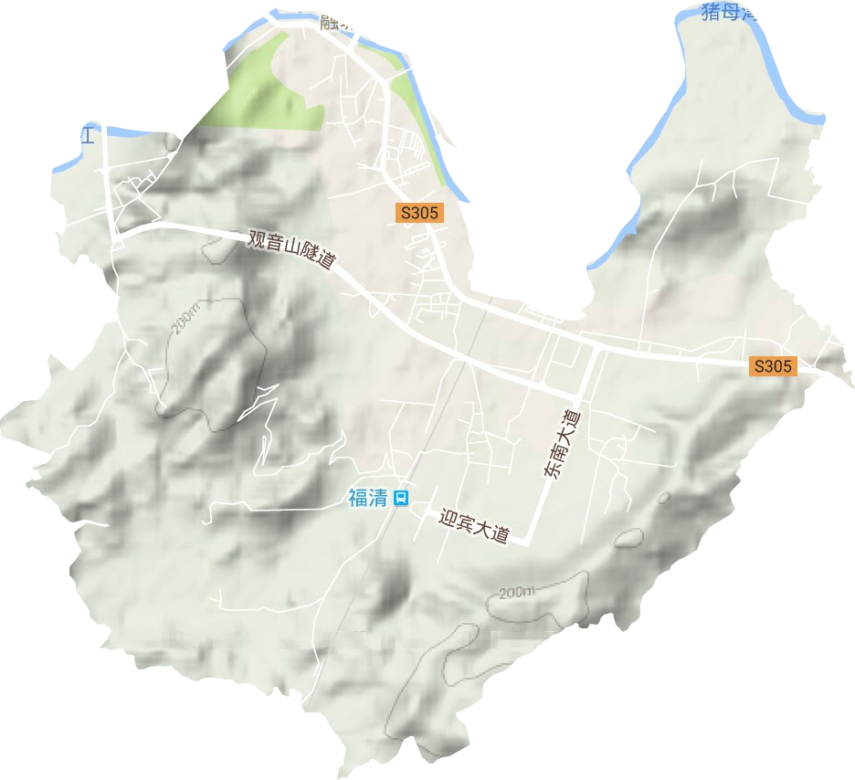 龙江街道地形地图