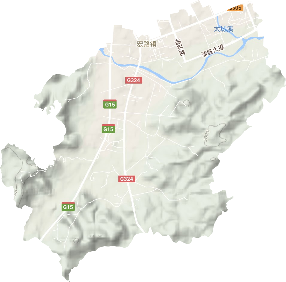 宏路街道地形地图