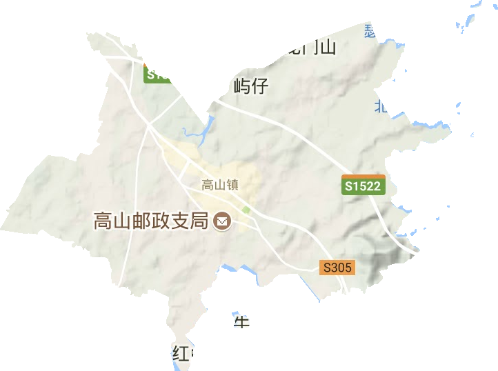 高山镇地形地图