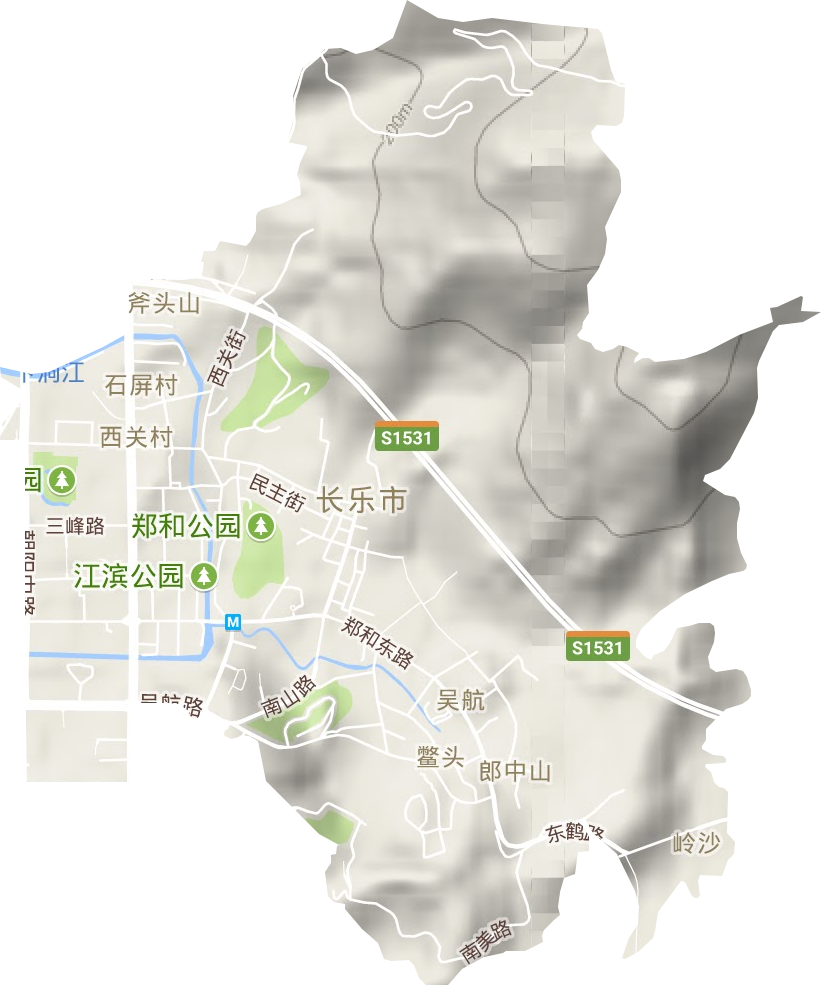 吴航街道地形地图