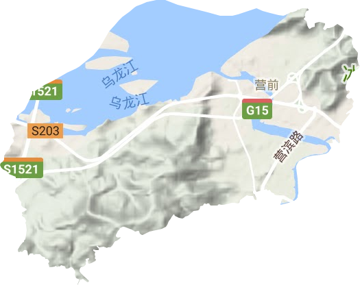 营前街道地形地图