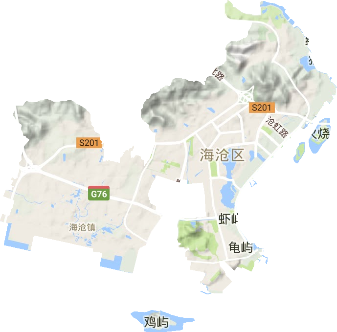 海沧街道地形地图