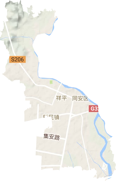 祥平街道地形地图