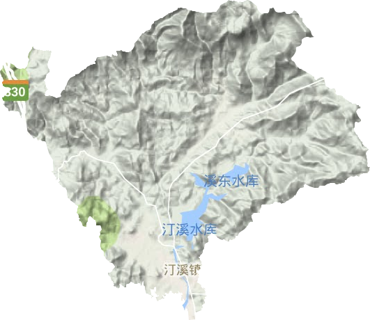 汀溪镇地形地图