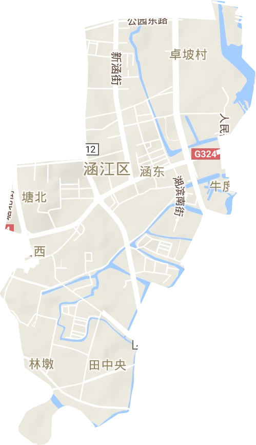 涵东街道地形地图
