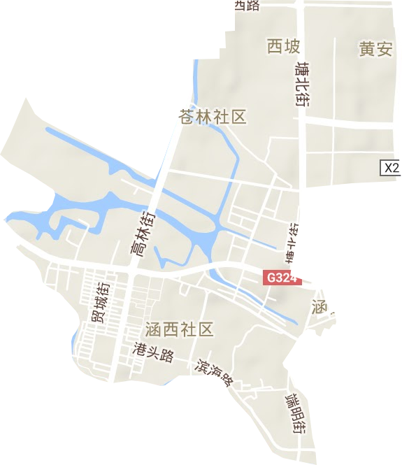 涵西街道地形地图