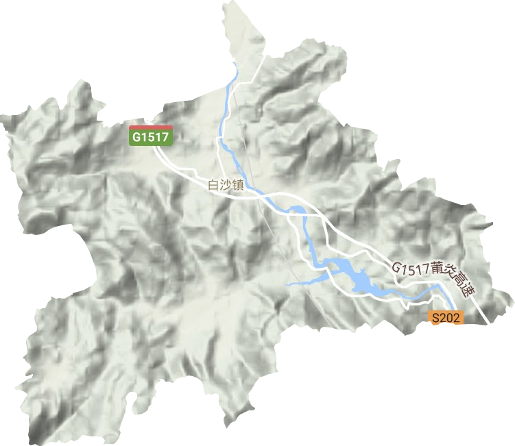 白沙镇地形地图