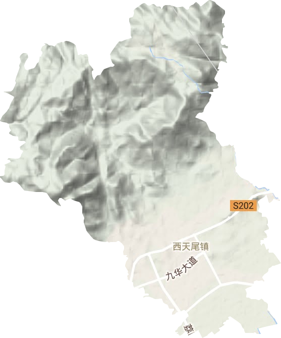 西天尾镇地形地图
